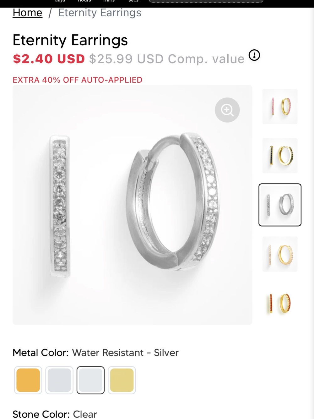 Silver Eternity Hoop Earrings